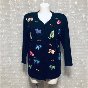 Cat Dog Animal Lover Embroidered Cardigan